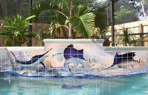 Custom pool tile murals