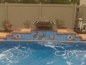 Custom pool tile mural